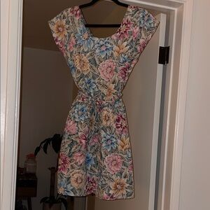 Reyn Spooner Floral Mini Dress in Pink, Blue, and Cream